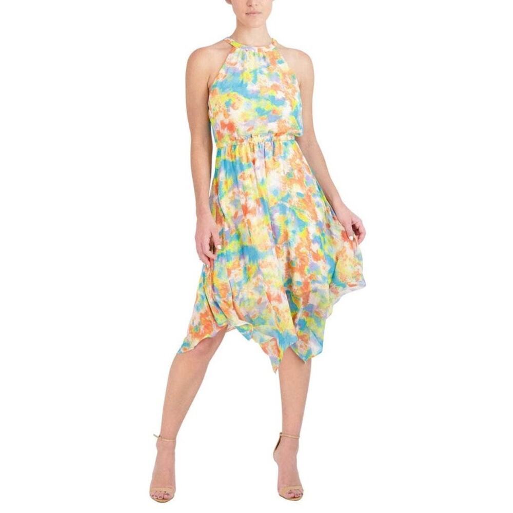 BCBGeneration NWT Colorful Halter Lightweight Midi Asymmetrical‎ Dress Medium